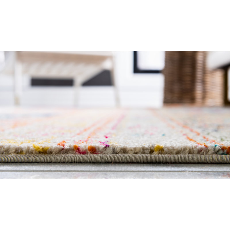 Tapis abstrait multicolore Ector, Rectangle 4 pi 1 po x 6 pi 1 po