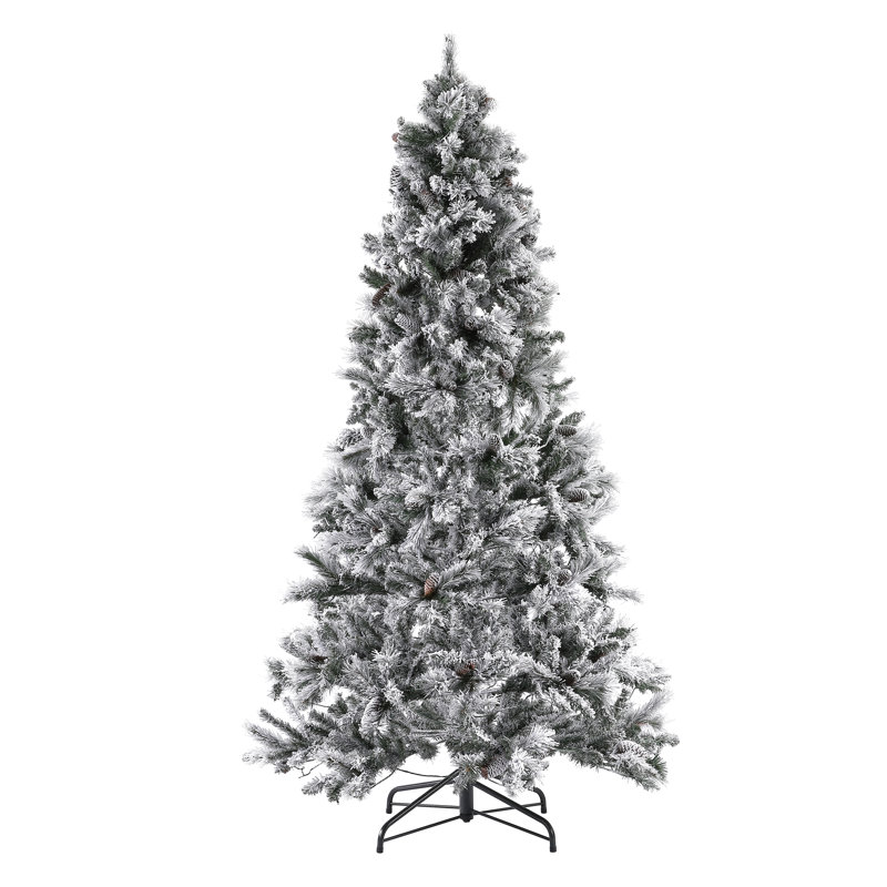 Arbre de Noël artificiel givré 7,5 pi avec pommes de pin pré-éclairées 7,5 pi