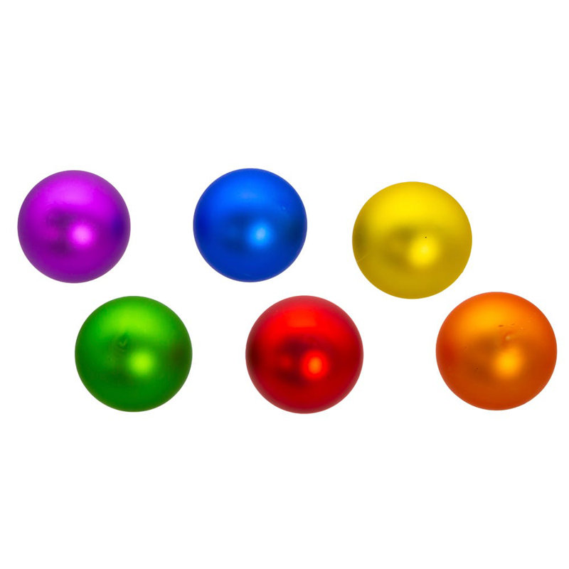 80mm Multicolor Glass Matte Christmas Ball Ornament Set - 6 Piece