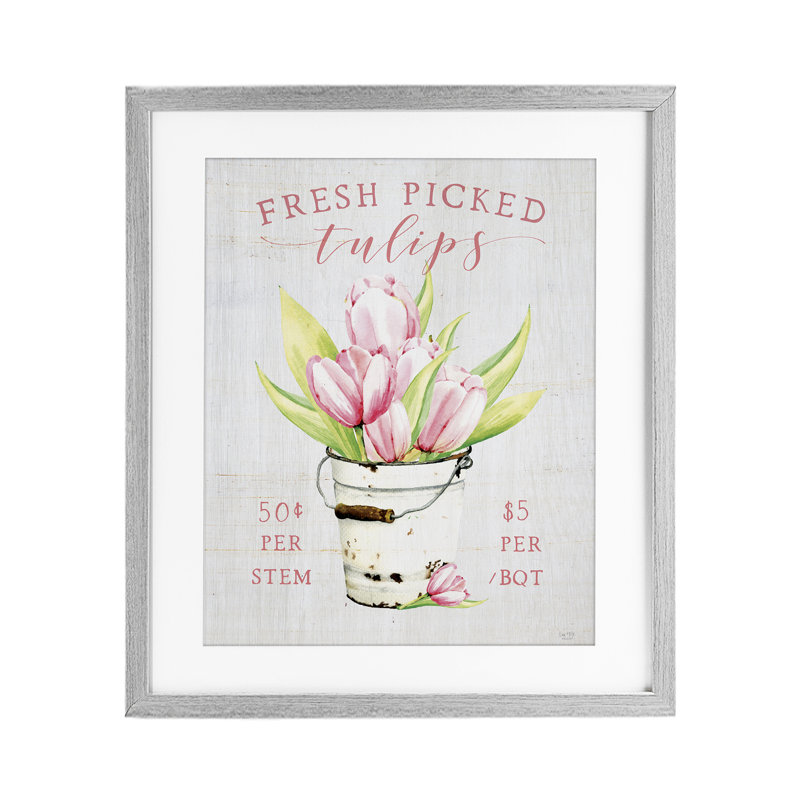 Reproduction sous verre antique de tulipes fraîchement cueillies, design par Lux + Me Designs, H 16 po x l 13 po