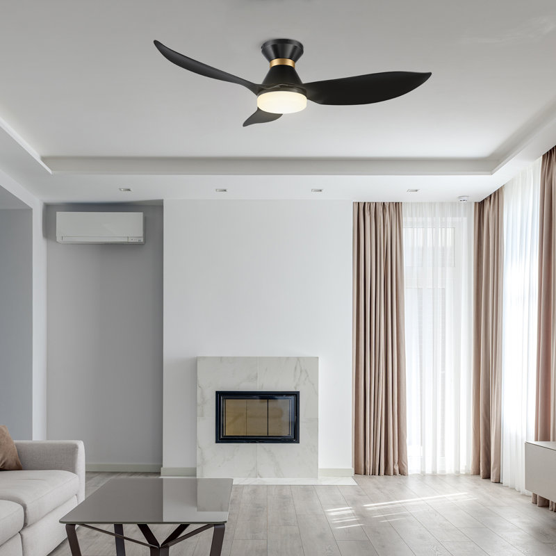 Ventilateur de plafond 45 "avec lumière Dyonne, Blanc