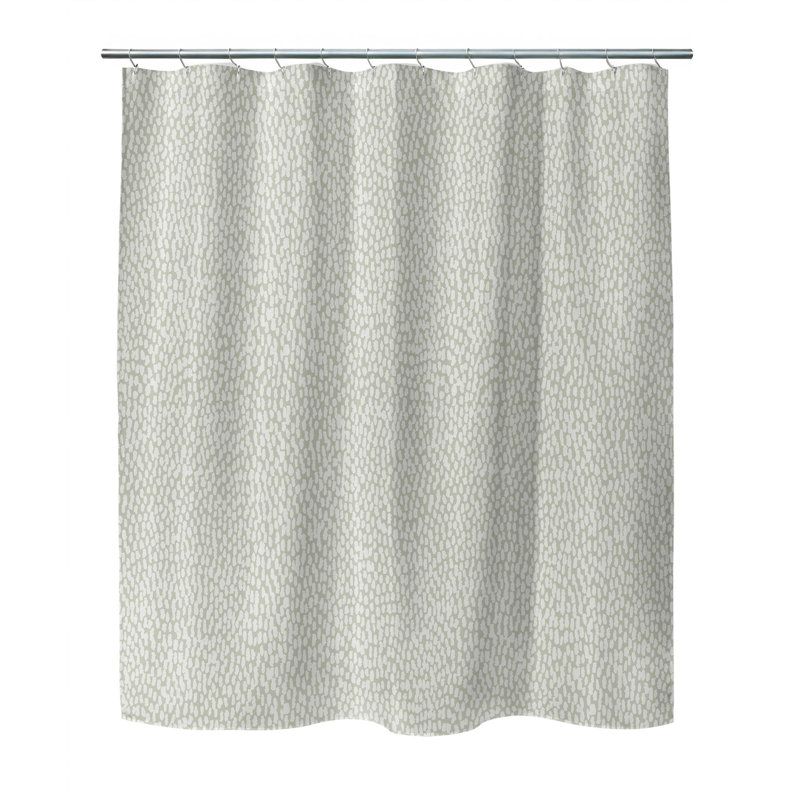 Tartan Block Ultra-Thin Lightweight Shower Curtain, Light Green Dots 1