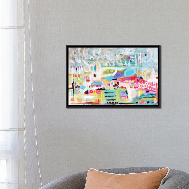 « abstract clouds », impression sur toile, H 18 po x l 26 po x p 1,5 po, Toile avec cadre noir, Pas de tapis