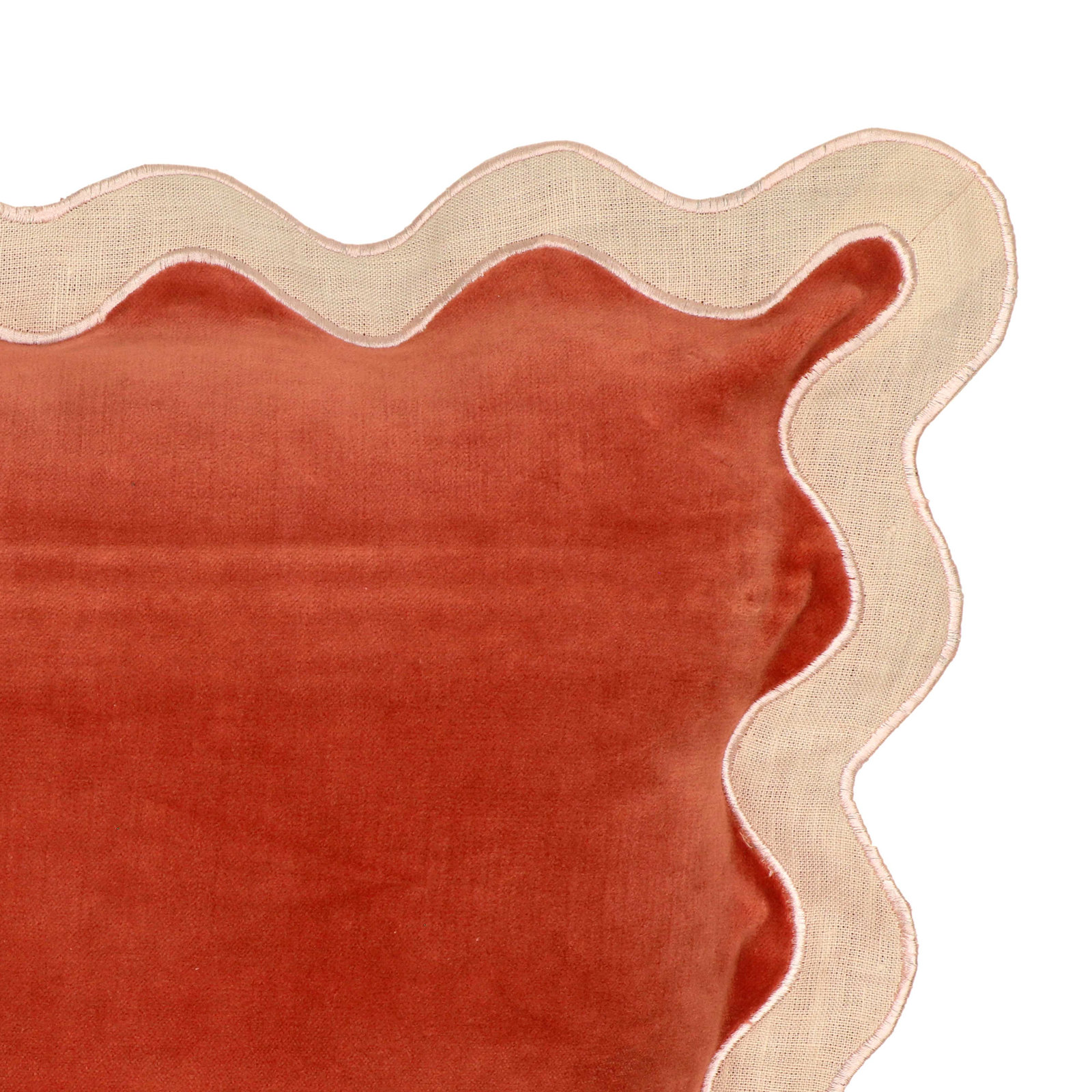 Holloman Scalloped Throw Pillow, Cream/Rust