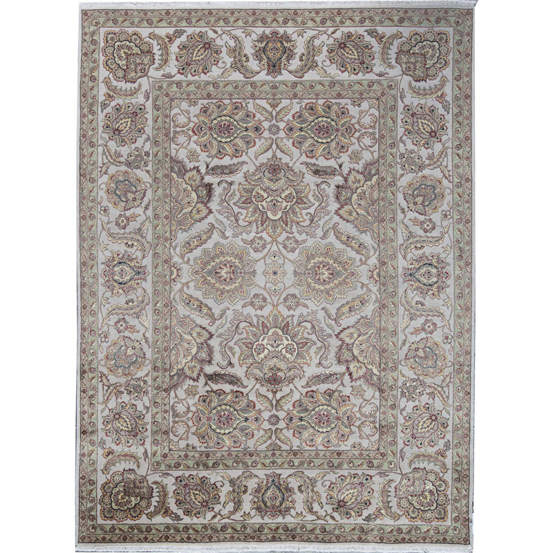Tapis ivoire et ivoire noué à la main de haute qualité