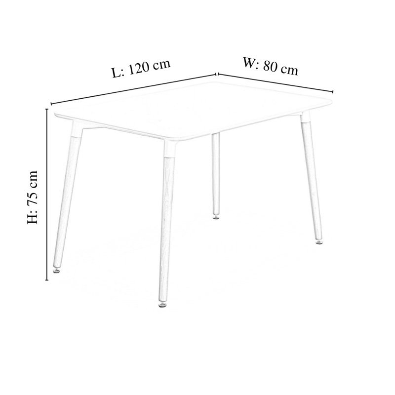 Suellen 4 Person Dining set - a Rectangular Plastic Dining Table with Wooden Legs and a Set of 4 Faux Leather Cushion Padded Dining Chairs for Dining Room - Modern Dining Table Set
