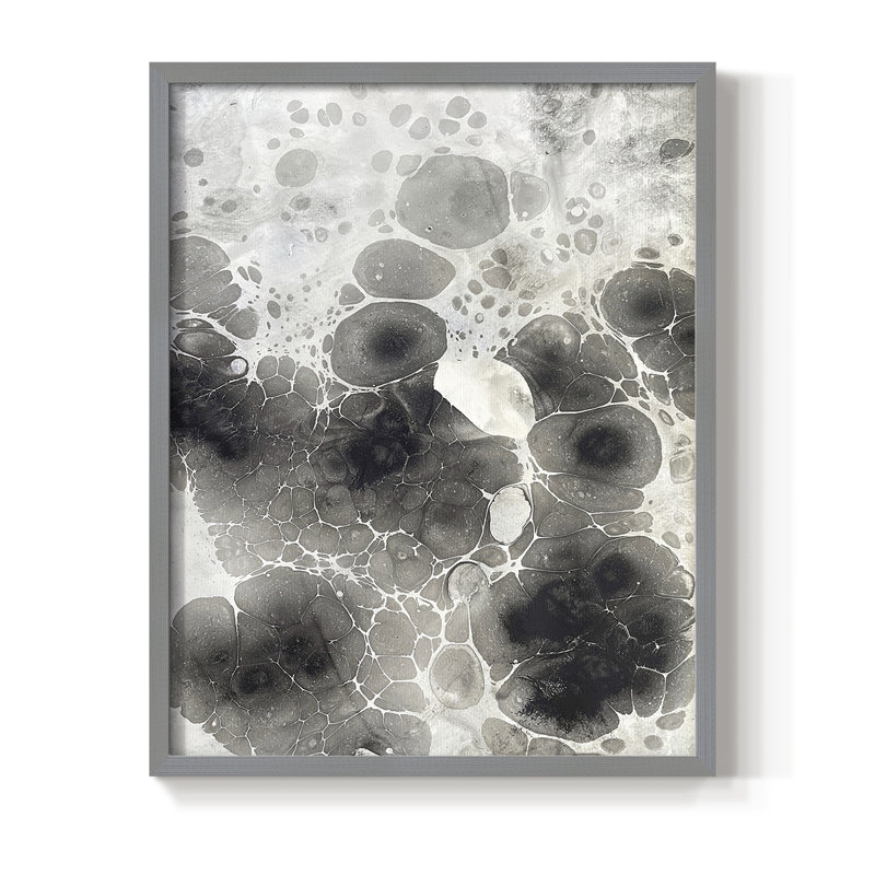 Marbling X Framed Print - Solid Wood, H 11 po x l 9 po, Gris