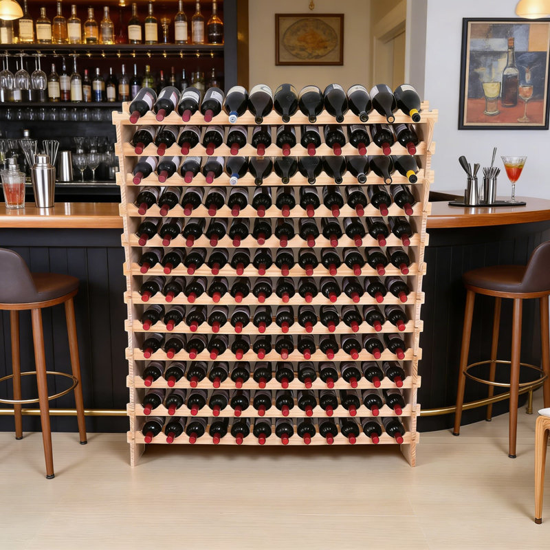 Support à vin en bois de grande capacité pour 144 bouteilles, armoire de plancher modulaire empilable, rangement à vin autoportant et présentoir pour bouteilles standard de 750 ml