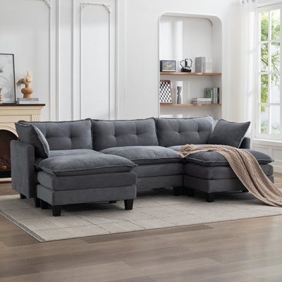 Canapé surdimensionné en forme de U de 112 po avec 2 repose-pieds Cloud