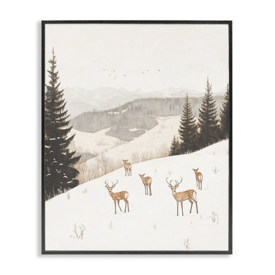 Winter Deer Mountain View Framed Giclee, design by Arlington Prints