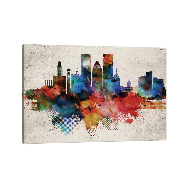 «Dallas Abstract» par Walldecoraddict - Toile tendue, estampe numérique sur toile tendue, H 40 po x l 60 po x 1,5 po
