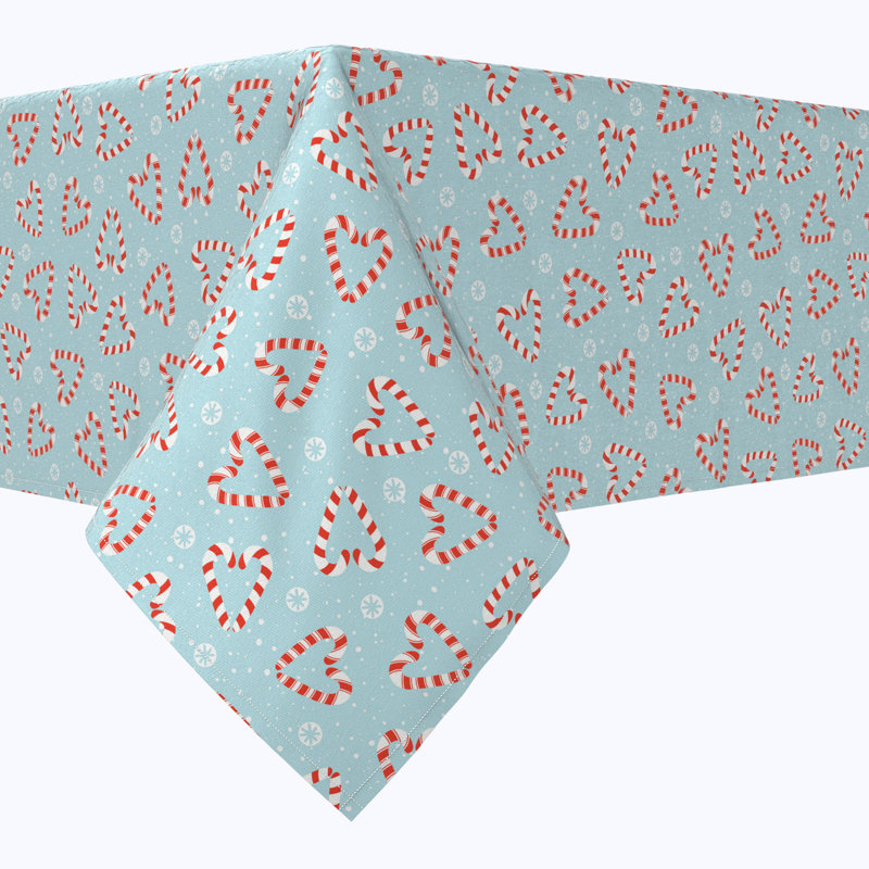 Eian  Rectangular Tablecloth, 100% Cotton, Candy Cane Hearts, 84" x 60"
