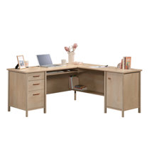 Ecworld Modern Design Workstation Desk with Hidden Cord Management Panels - Pine