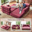 Canapé-lit modulaire convertible en forme de L, tissu chenille bourgogne adapté aux animaux de compagnie, mousse à haute densité 4 couches, canapé-lit moderne pour le salon
