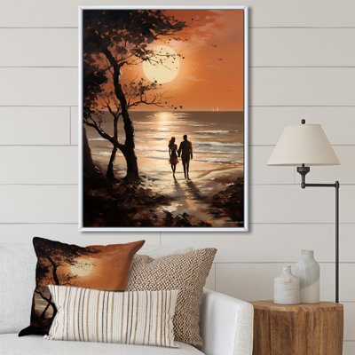 «Louisette Romantic Couple Landscape Embraces The Sunset V», reproduction sur toile