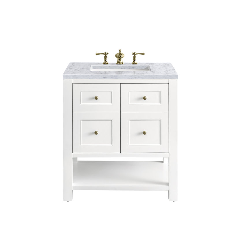 Breckenridge 30'' W Single Vanity, Bright White, Carrara White, 8" Widespread