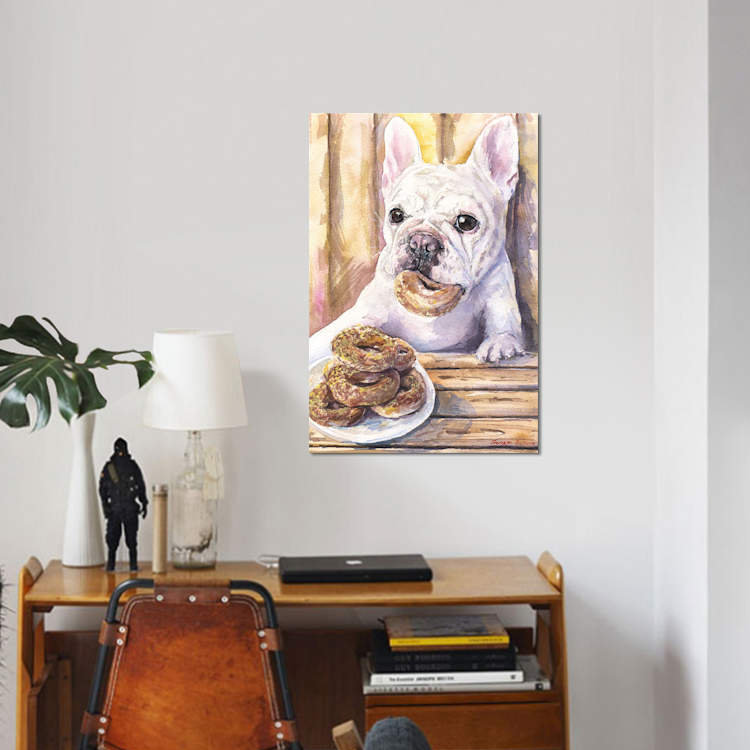 « cafe i », reproduction sur toile, H 18 po x l 12 po x P 1,5 po, Toile tendue, Pas de tapis