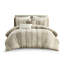 3 pièces de literie rayée taupe double / grand - tissu de coton, rembourré, rayé, garniture, visible maintenant, attrayant,
