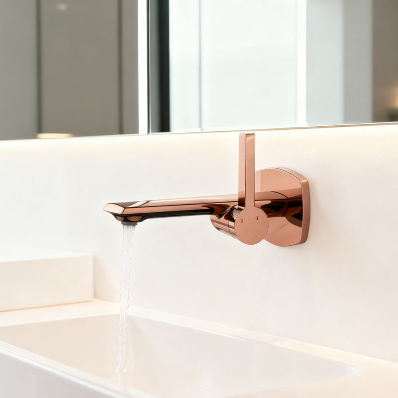 Concealed Wall-Mounted Basin Tap Valve Knob Single Hole Bathroom Faucet Handle For Vanity Sink, Rose Gold