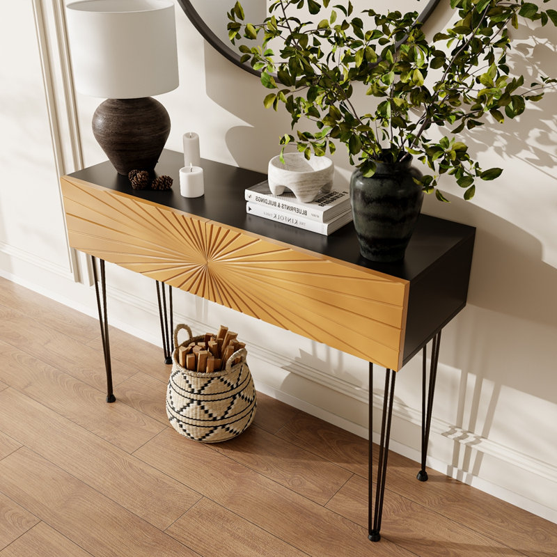 Console moderne en bois avec 2 tiroirs et rangement pour le hall d'entrée et les couloirs