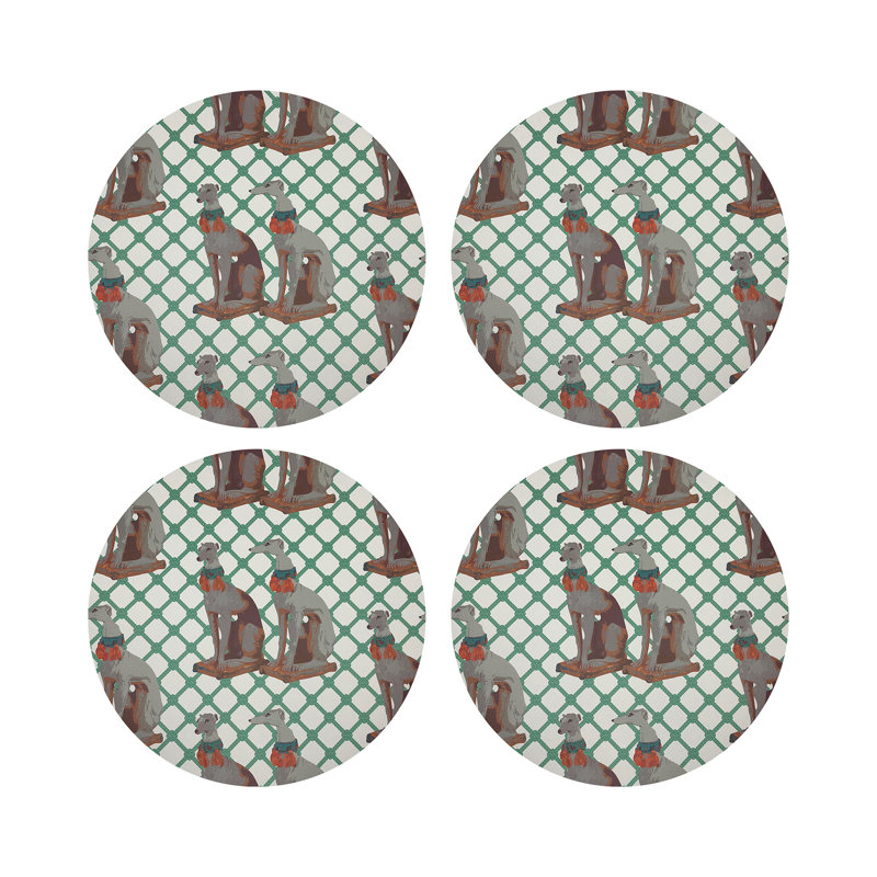 Regal Greyhound Vegan Leather Round Placemats, Marion