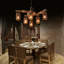 Lustre rétro en bois 6 lumières à hauteur réglable 6 lumières