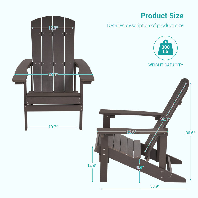Chaise Adirondack en plastique Yonds, Marron foncé