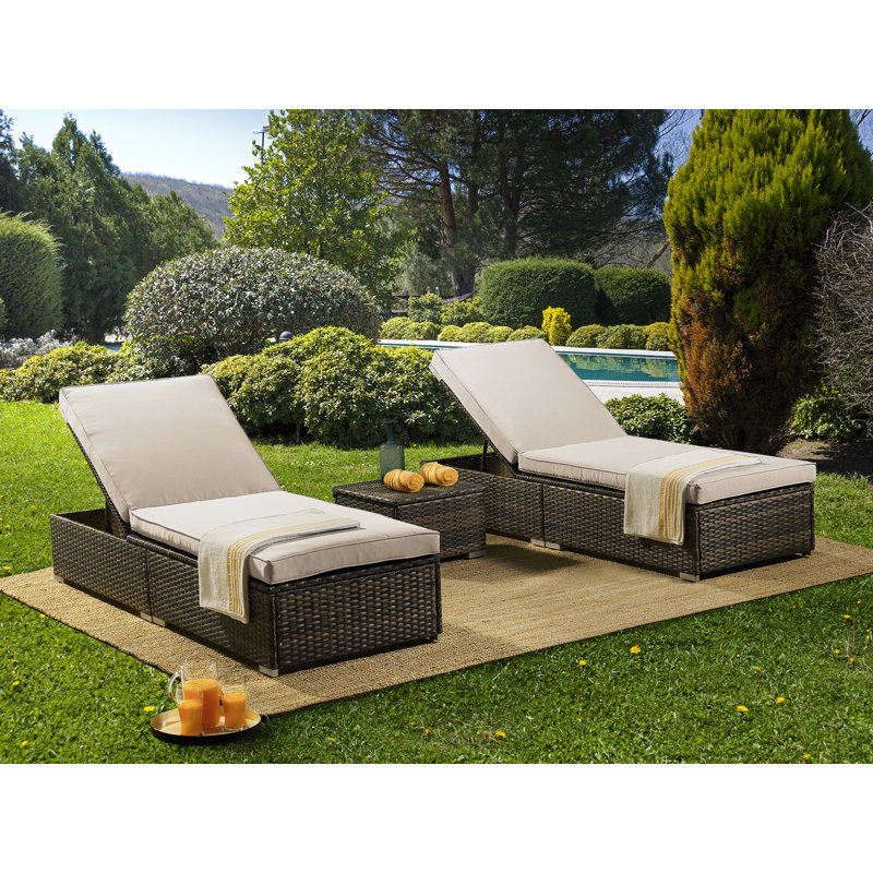 Chaise longue double avec coussins et table Botarf, Beige