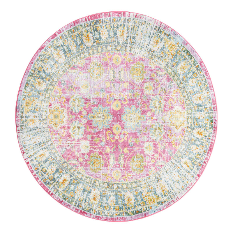 Haefner Floral Indoor Rug, Round 5'5"