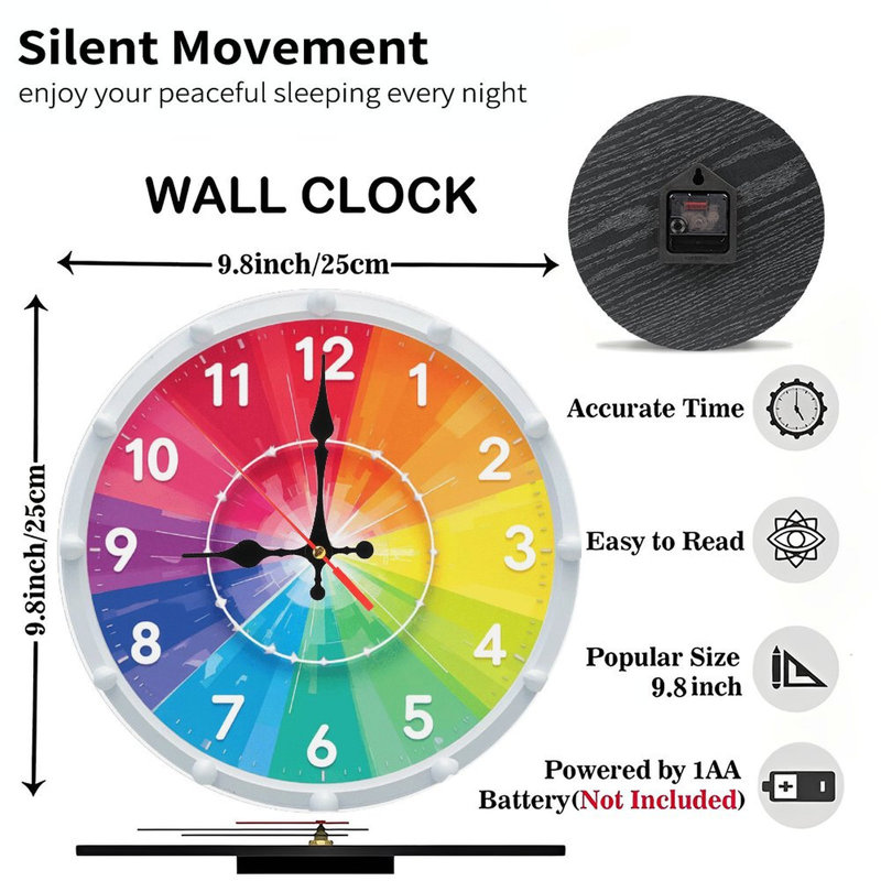 Horloge couleur arc-en-ciel