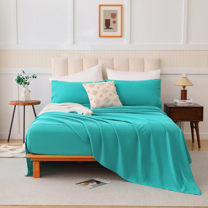 Cloud-touch 3-piece Bed Set In Morandi Tones, Ultra-soft Cotton Blend Sheet Set With Deep Pockets, Eco-friendly, Blue