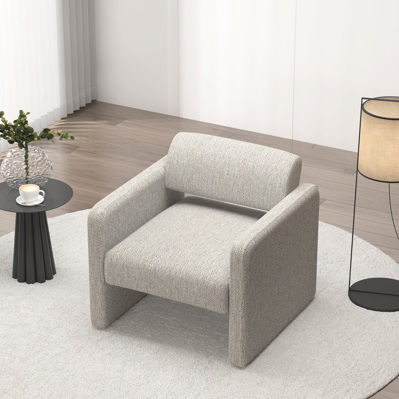 Chaise avec accoudoirs à rayures beiges - Rehausse le décor de la réception et de la chambre à coucher en ajoutant de l'élégance au salon