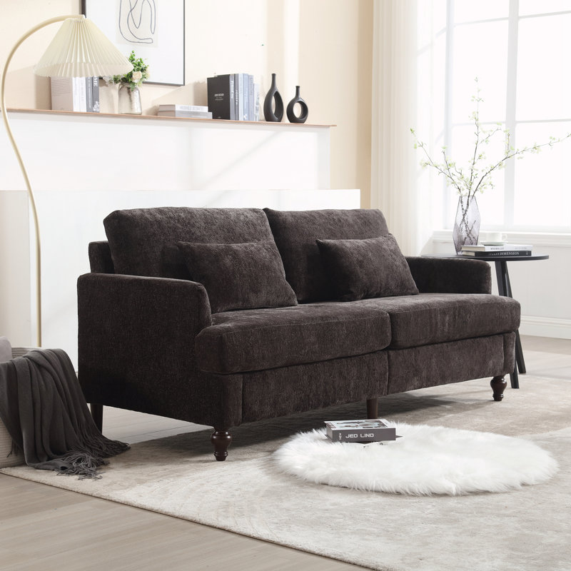 Canapé en chenille de style Mid-Century, Chenille noir