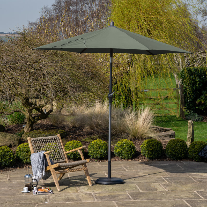 Hatten Riva Traditional Round Parasol, Olive, 238cm H x 300cm W x 300cm D