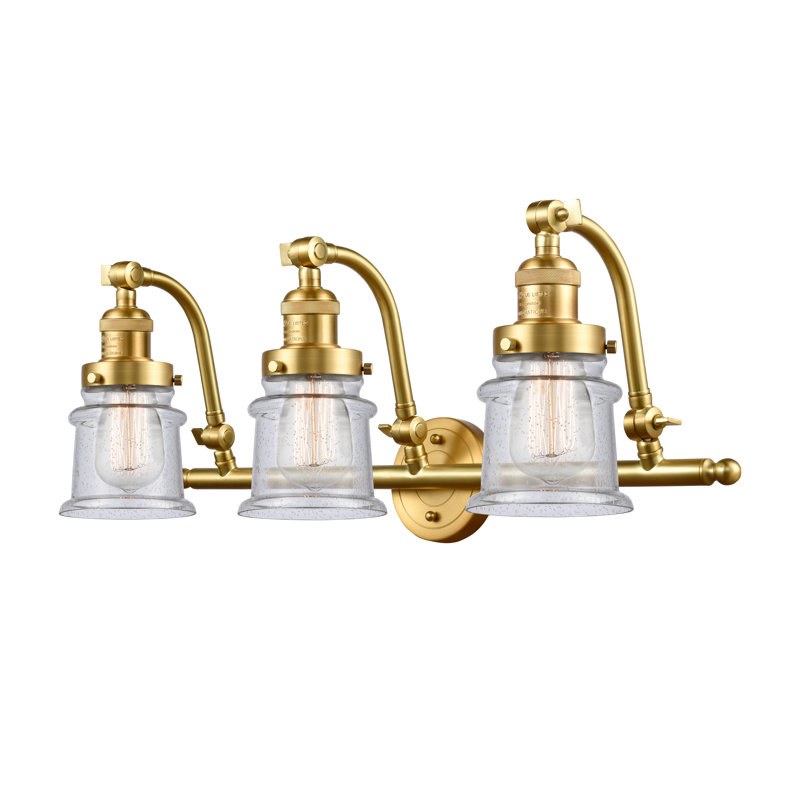 Éclairage pour salle de bain 3 lumières Alexandira, Ampoule incandescente rétro de 60 watts, Grainé, Or satiné