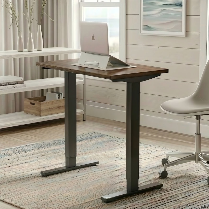 Electric Standing Desk With 4 Memory Presets, Wide Height Adjustment, Durable Steel Frame & Easy Assembly, Black Walnut/Black