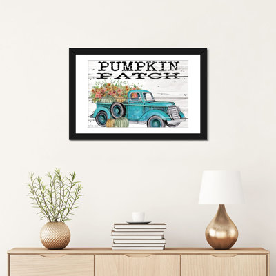 Pumpkin Patch Truck - Wall Art Print - Framed Fine Art Paper