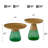 2-Piece Round Nesting Side Table Set with Matte Gold Metal Tray Tops and Emerald Green Glass Bases-1801020871-1801020864