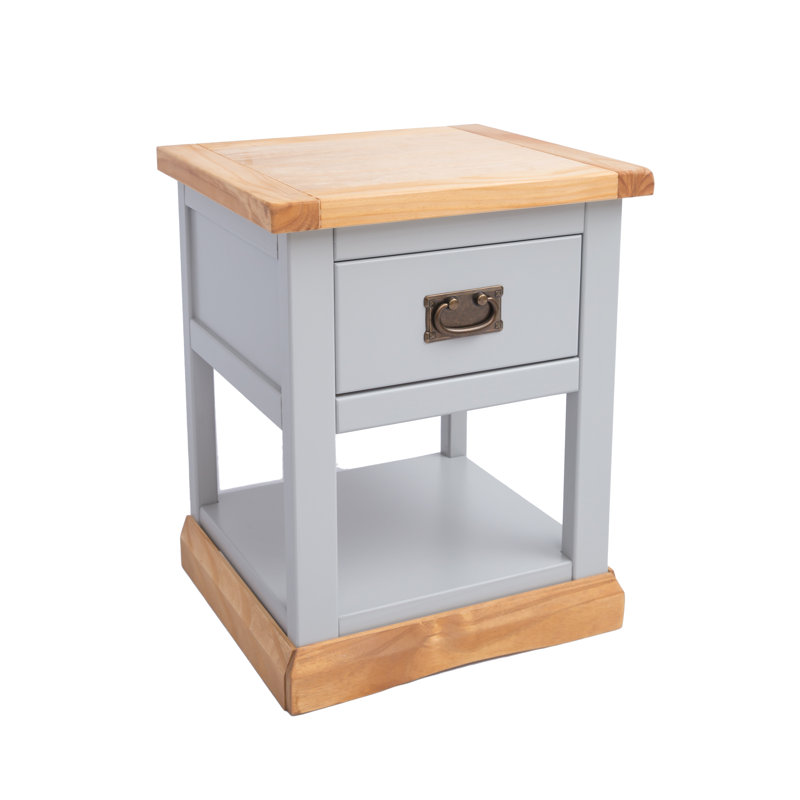 Espinosa 45 cm W Bedside Table, Grey/Oak