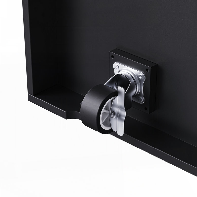 Îlot de cuisine avec abattant, prise de courant, support de rangement interne pour porte, chariot de cuisine sur roulettes sur 5 roulettes avec 5 supports latéraux ouverts