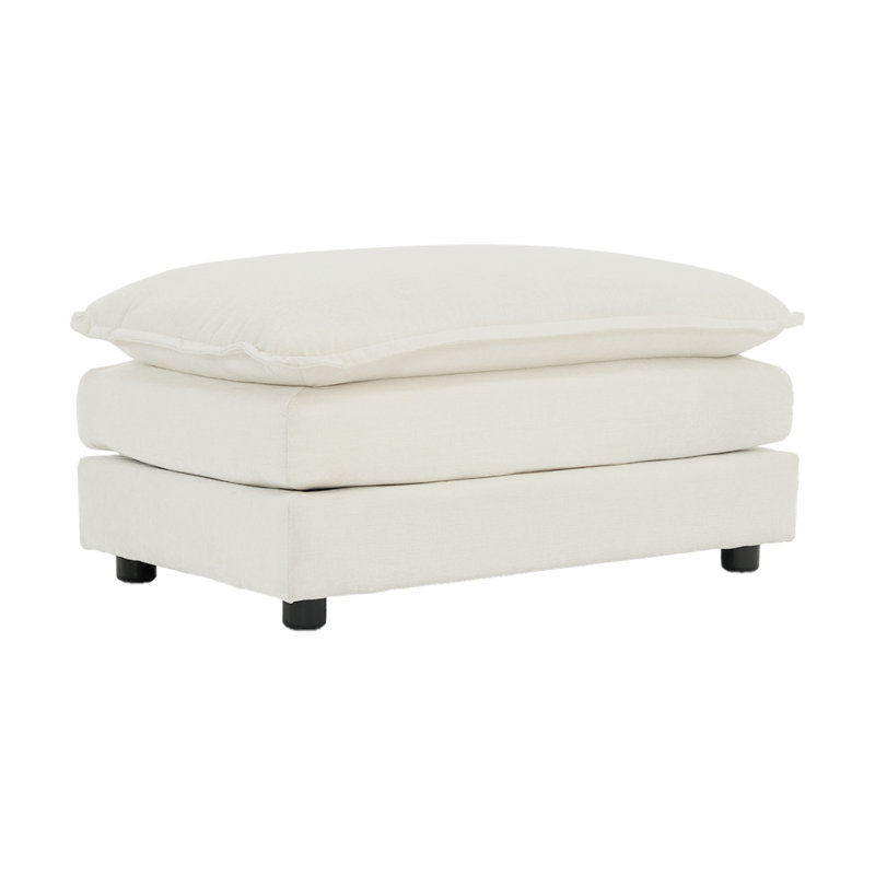 Repose-pieds en tissu chenille à combiner avec un canapé 2 places, un canapé 3 places et un canapé 4 places, chenille blanche