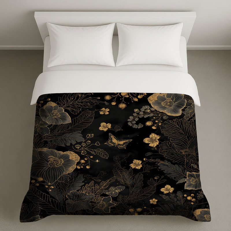 Housses de couette papillon or, Grand lit
