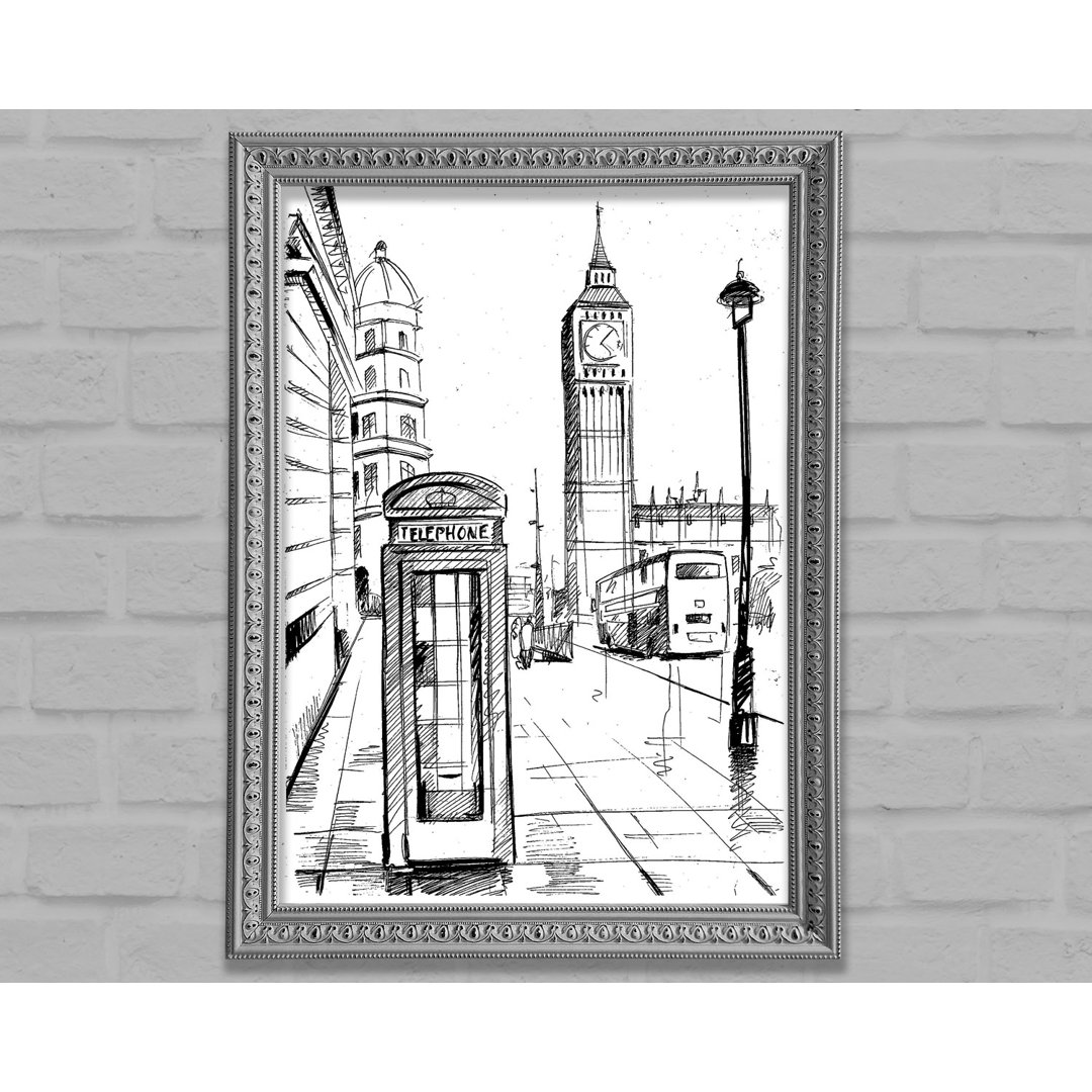 London Street Outline 3 - Einzelner Bilderrahmen Kunstdrucke