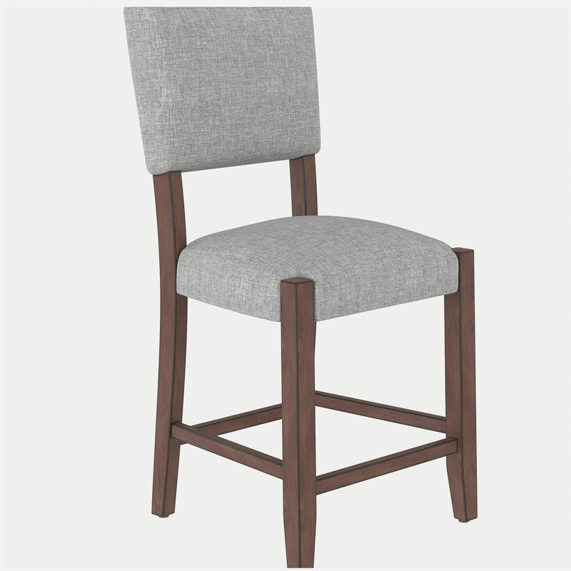 Ensemble de 4 tabourets de bar Mid-Century modernes de 40,4 po avec dossier, tabourets de bar rembourrés en lin avec pieds en bois massif pour la salle à manger de l'îlot de cuisine, gris (chaises 4 pièces)