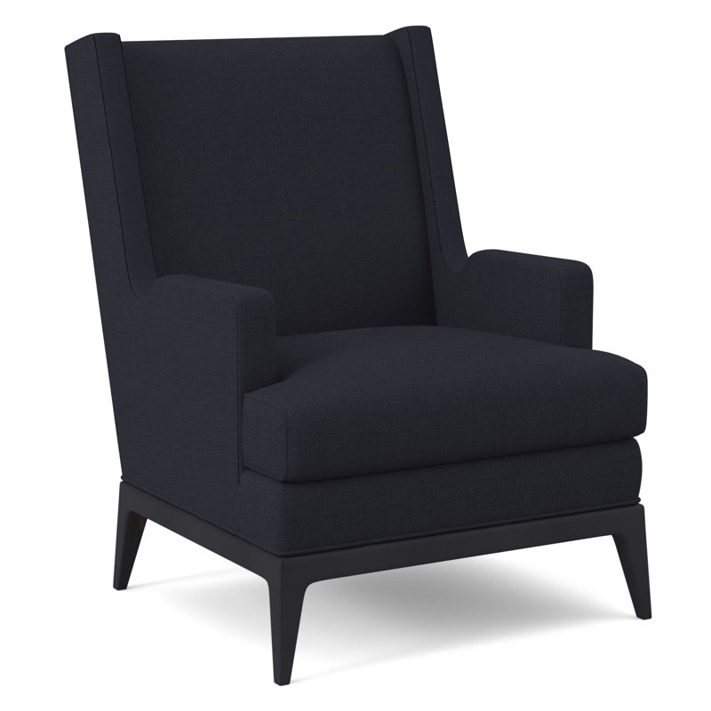 Cooper Upholstered Wingback Chair, Venice Navy, Vintage Ebony