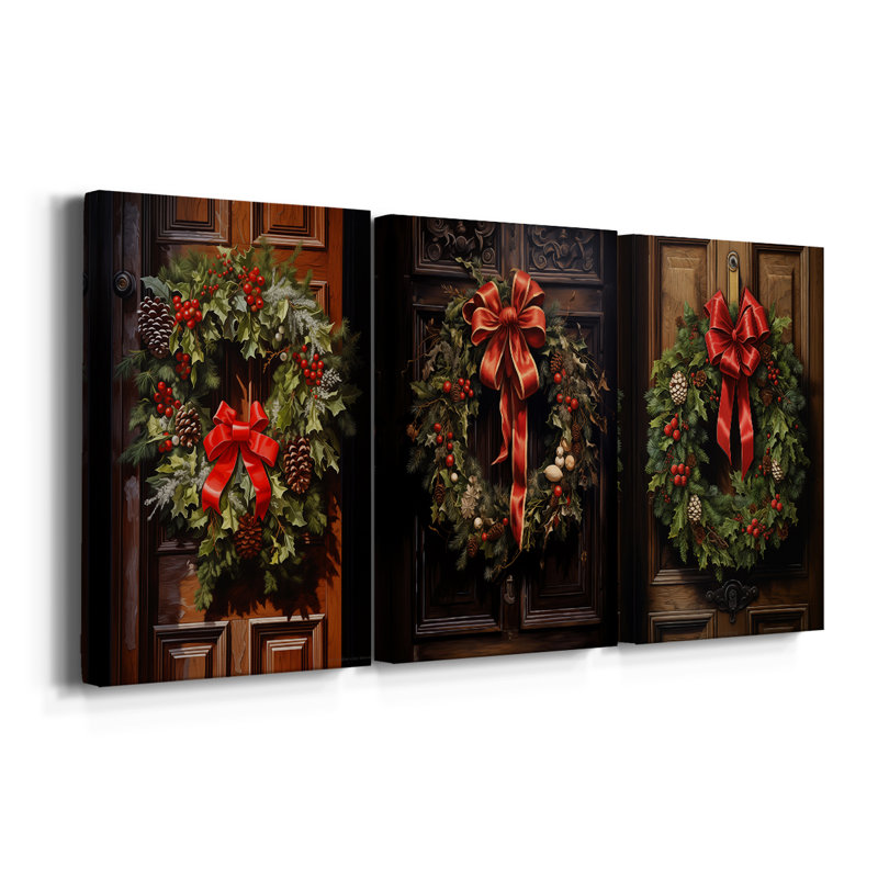 DCLxxi - Art de Noël sur toile tendue sur mesure - 3 pièces, H 12 po x l 24 po