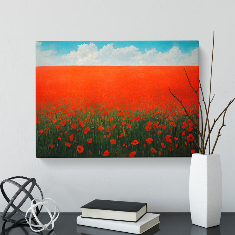Dreamlike Poppy Field Flowers - Wrapped Canvas Print, 35cm H x 50cm W