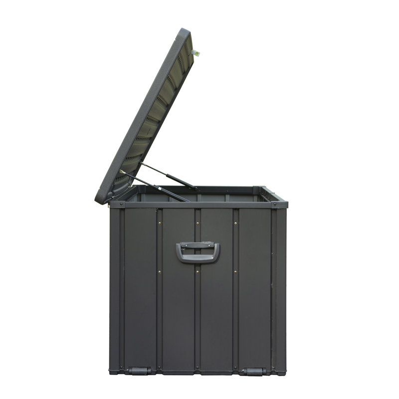 Boîte de rangement extérieure 120 gallons - Bac imperméable gris foncé pour rangement de coussins et serviettes de plage