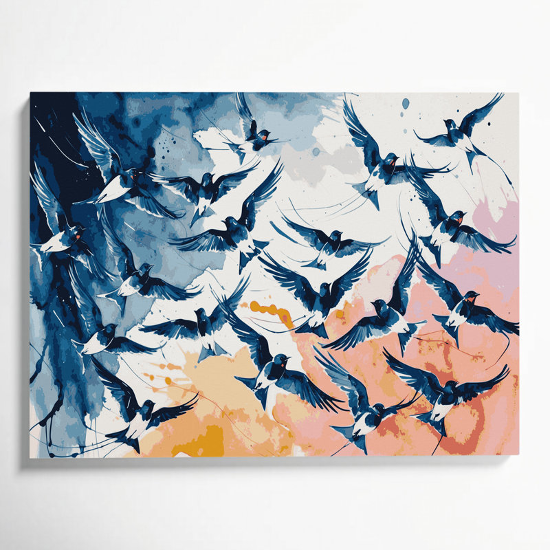 «Birds Welcome Swallow», art mural sur toile, H 11 po x l 14 po
