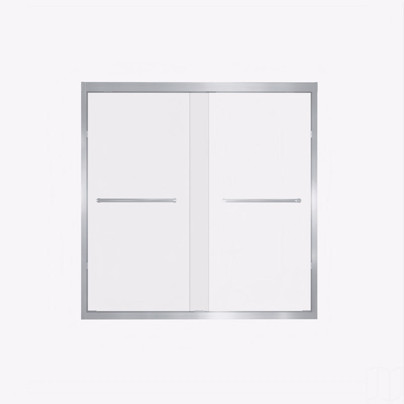 Tempered Glass With Explosion Proof Film, Aluminum Frame Double Sliding Shower Door, "1/4 (6 Mm), Stainless Steel Handle